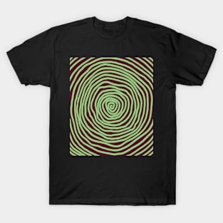 spiral pattern green brown halloween T-Shirt